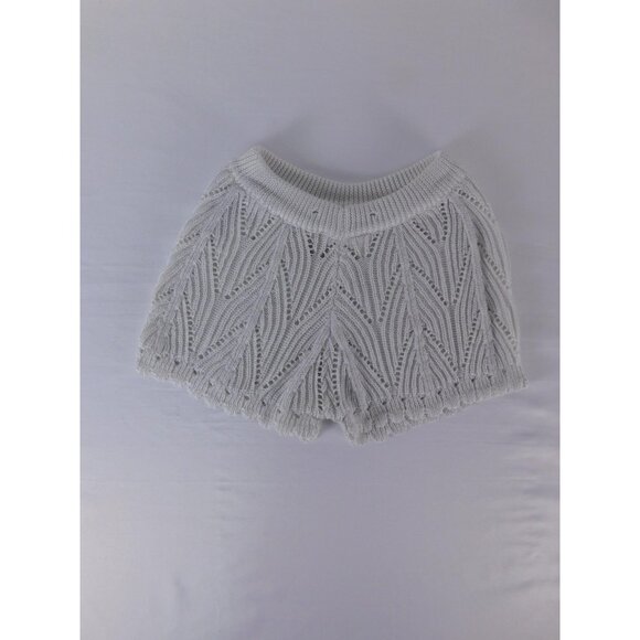 No Brand Other - Crochet Knit Womens S White Shorts Ruffle Scalloped Hem Elastic Waist Pull On